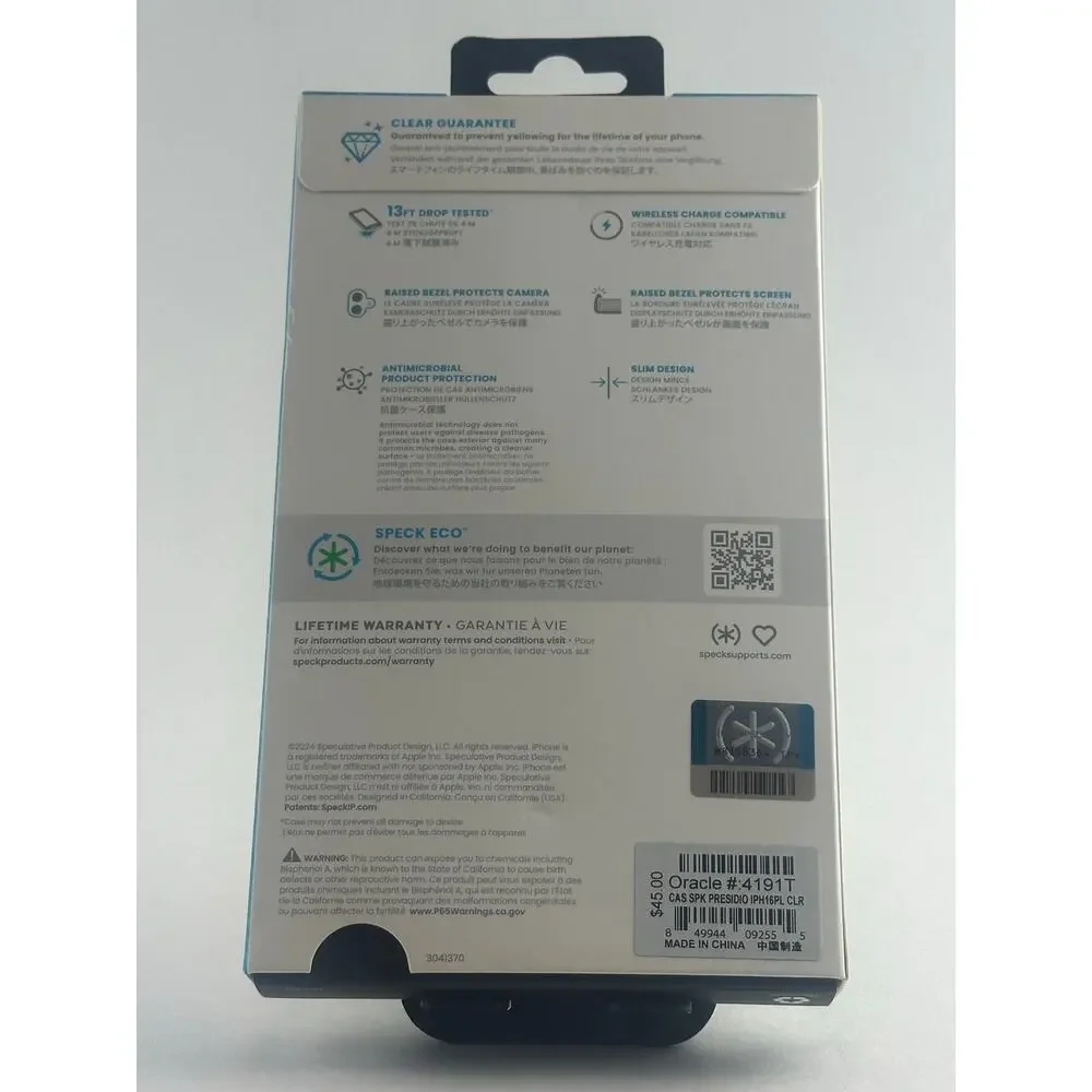 Speck Presidio Perfect-Clear iPhone 16 Plus Case NWT MSRP: $45.00